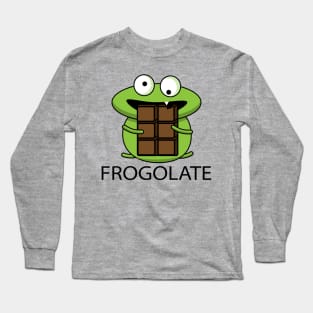 Funny frog loves chocolate Long Sleeve T-Shirt